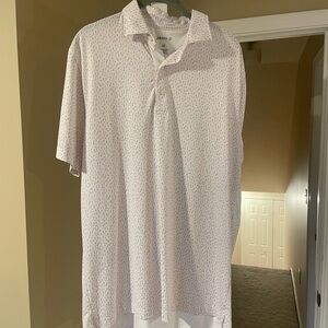 johnnie-O White and Gray Patterned Polo Shirt